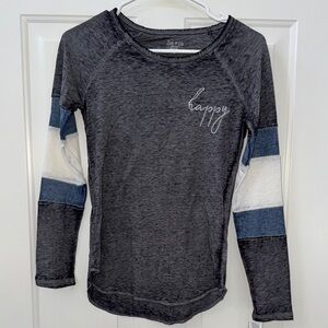Zoe + Liv Gray and Blue Long Sleeve Tee